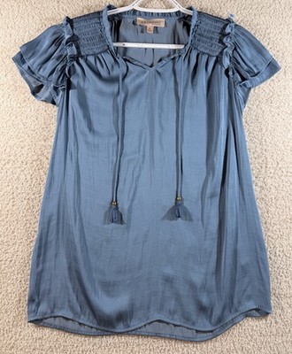Philosophy Republic Clothing Blue Ruffled Sleeve Blouse. Size S. 