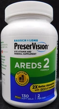Bausch+Lomb PreserVision Eye Vitamin AREDS 2 130 Gels Exp: 12/26+ New & Sealed