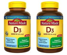 (Pack 2) Nature Made D3 1000 IU (25 mcg) Vitamin Supplement 300 Softgels, 05/27