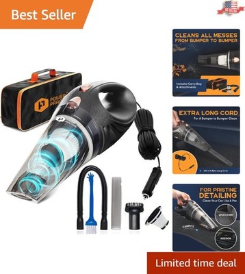 Versatile Car Vacuum - 12V Powered, HEPA Filter, Perfect for On-the-Go Cleaning