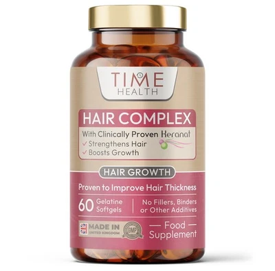TIME HEALTH Hair Complex - Premium Brand Keranat™ - Clinically Proven, Patented Formula