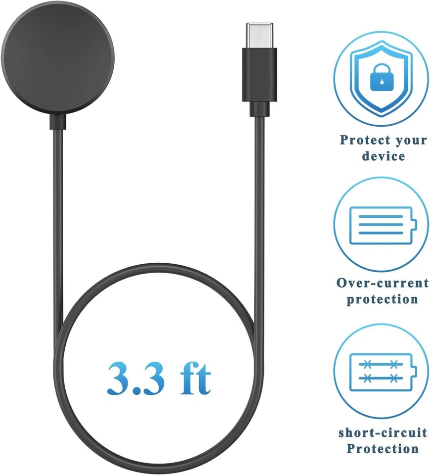 USB-C Caricatore per Samsung Galaxy Watch 7/FE/6/5/4/3/Ultra, Veloce Portatile C - Immagine 3 di 4