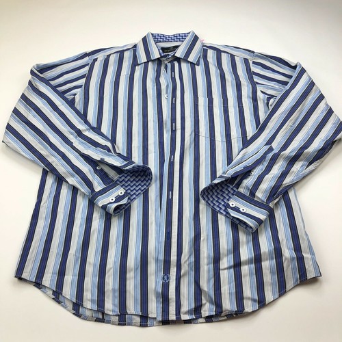 Bugatchi Uomo Large 16/36 Mens Button Front Long Sleeve Dress Shirt