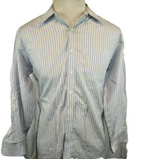 Mens Nautica Blue Pinstripe Cotton Oxford LS Casual Shirt sz 16x34/35