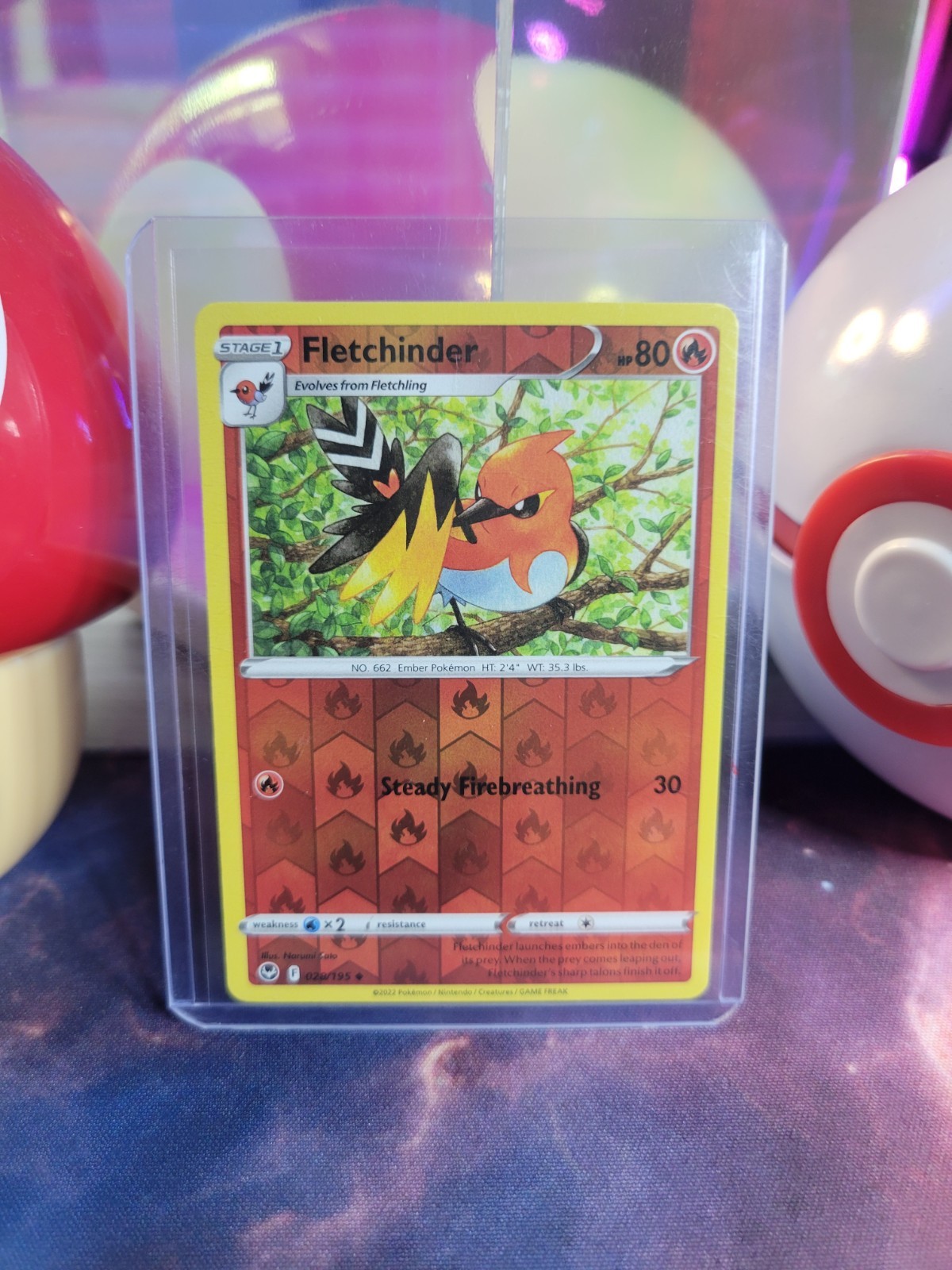 Fletchinder 28/195 Pokémon TCG SW&SH Silver Tempest Reverse Holo Uncommon NM