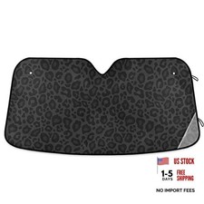 Car Windshield Sun Shade Black Print Car Sun Visor for UV 55 x 28 inch Leopard