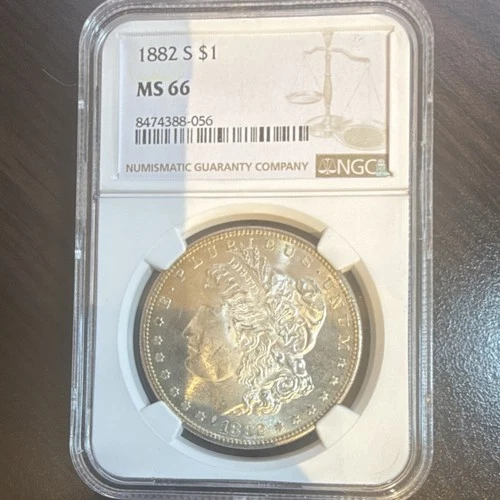 Morgan Dollar 1882 NGC MS66 Silver $1 Coin San Francisco nice edge toning