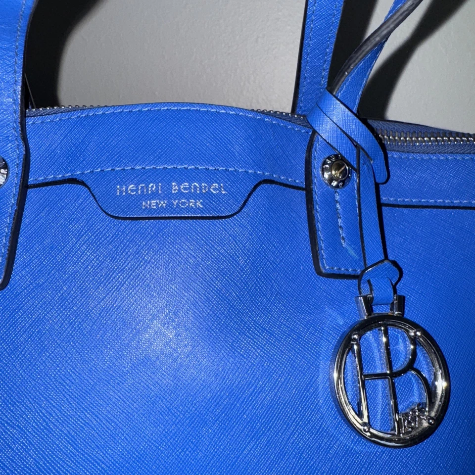 Luxury Leather Henri Bendel West 57th BRIGHT BLUE Purse Handbag - Image 4 of 4