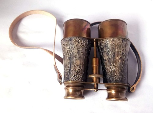 Sifaat World 6" Antique Solid Brass Leather Binocular with Supportive Neck Strap - 第 2/4 張圖片