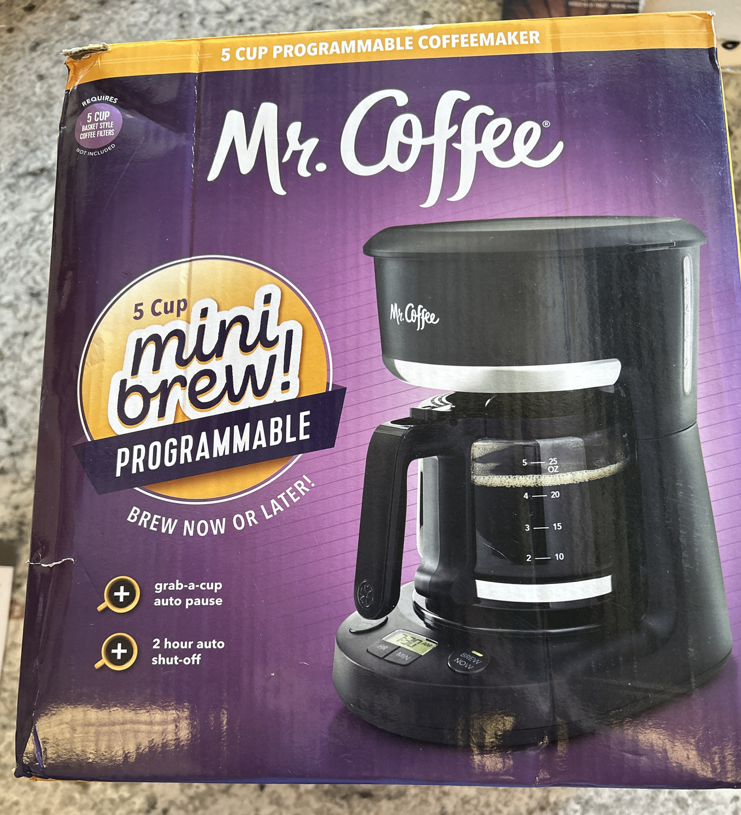 OPEN BOX Mr. Coffee 5Cup Programmable Coffeemaker Black 53891137591