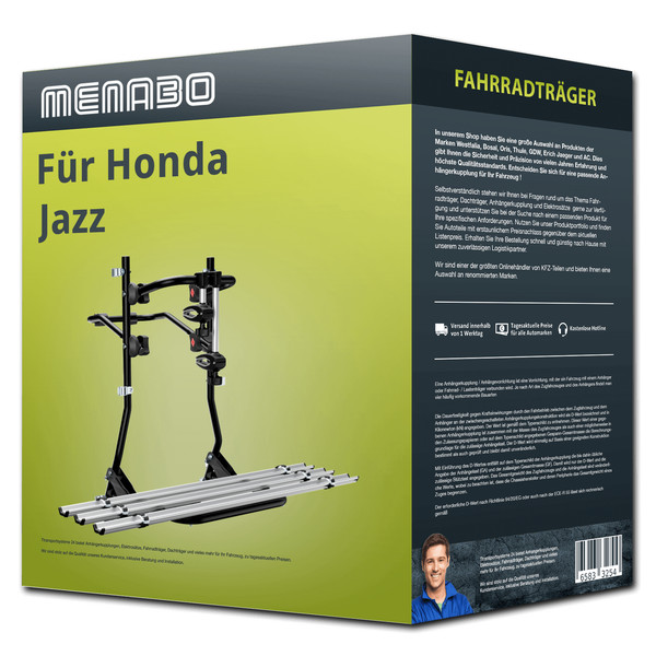 Menabo FahrradträGer Cobra Plus Schwarz/Silber FüR Honda Jazz III GE - 3 RäDer-image