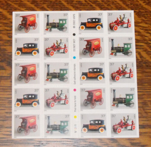 2002 Antique Toys, 37 cent stamp,  full sheet - Zdjęcie 1 z 1
