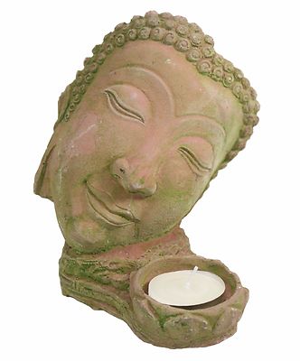 Tabletop Stone Statue Buddha Face t-light Candle Holder Home Decor US Seller