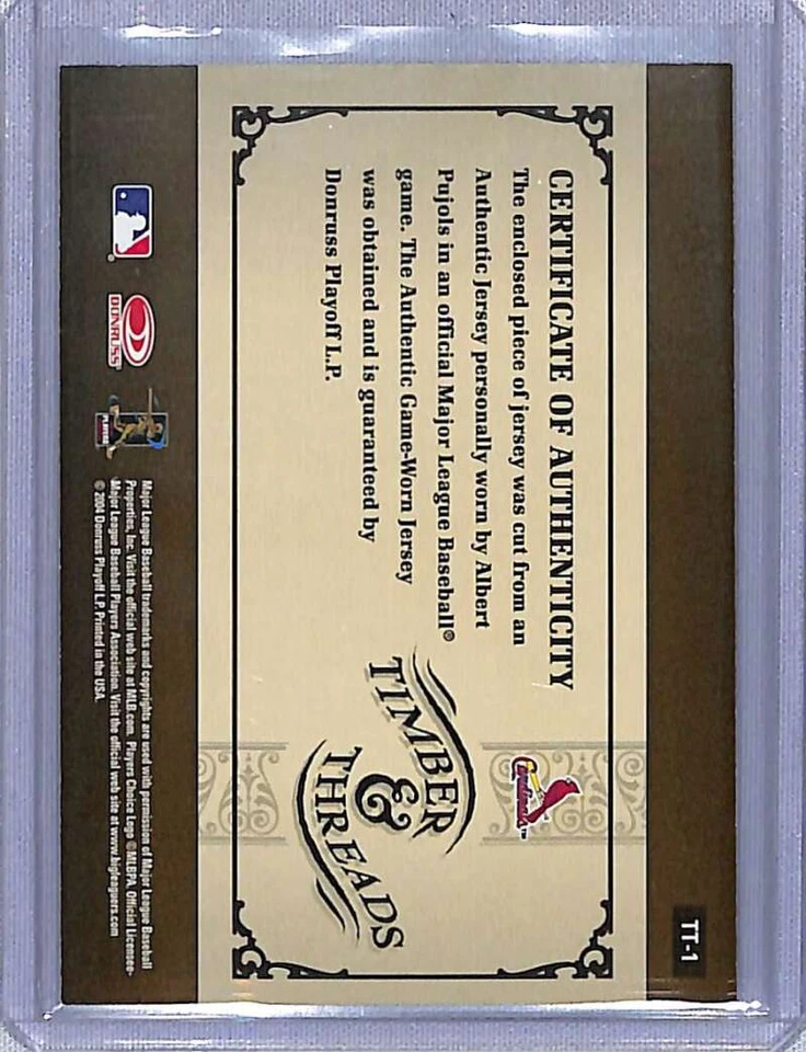 2005 Donruss #TT-1 Albert Pujols Timber and Threads Bat NM-MT - Image 2 of 2
