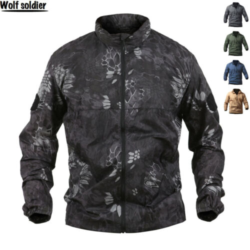 Tactical jacket Mens Military Waterproof Sunscreen Skin Windbreaker Zip Hoodie - Picture 1 of 38