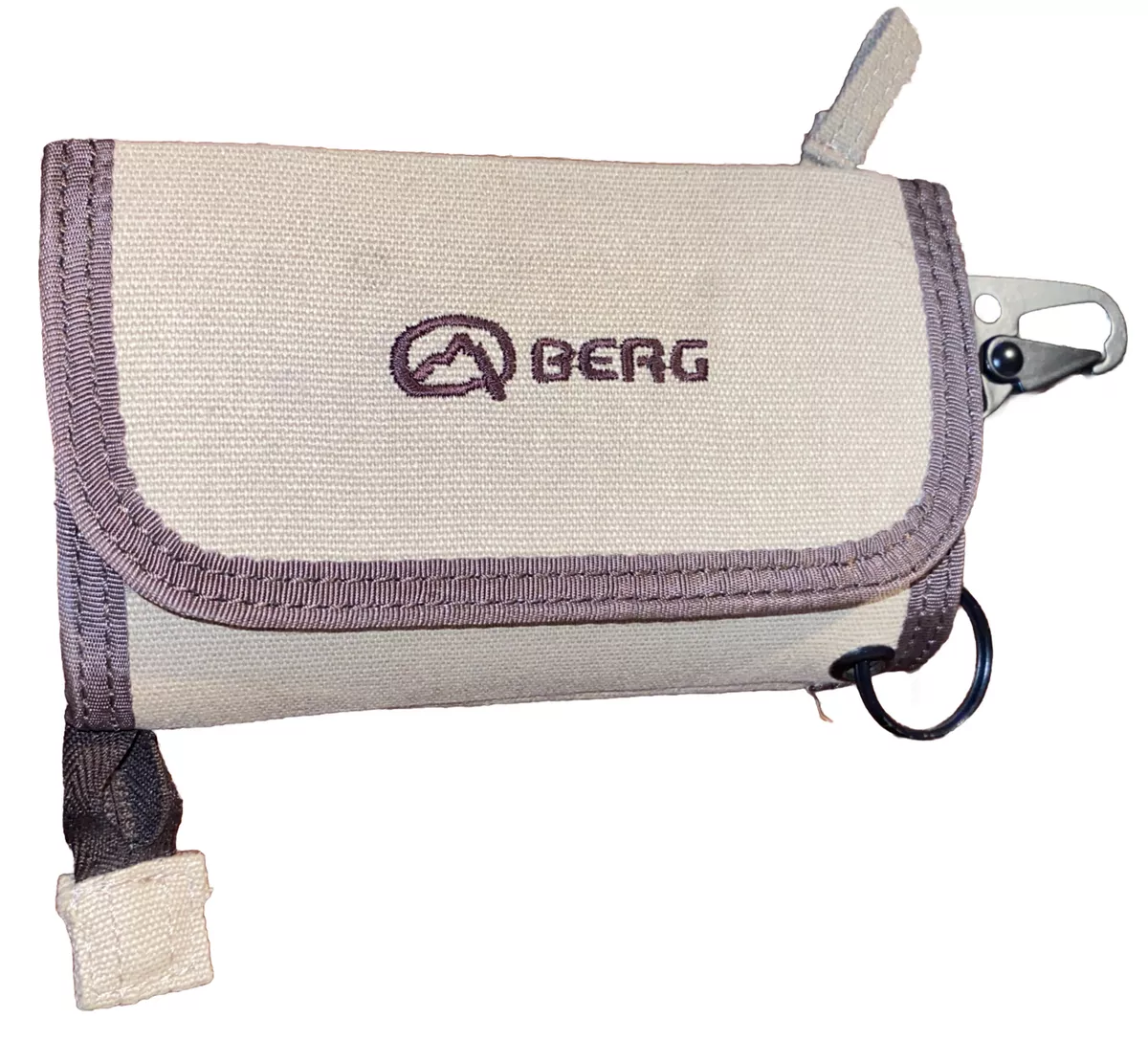 BERG Outdoors Hiking Wallet Beige w Brown Trim Strong w Secure