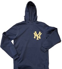 Majestic New York Yankees Hoodie 1/4 Zip Mens Small /Derek Jeter Sweatshirt Gold