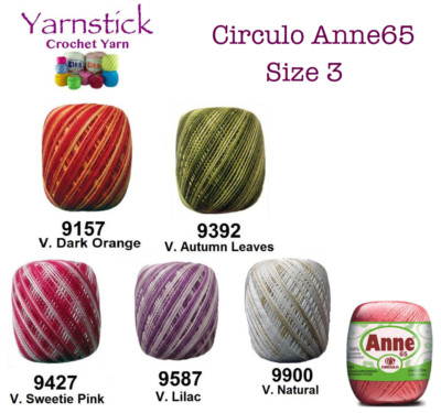 10x Circulo ANNE 65 Häkeln weiches Baumwollgarn Strickgarn Nr 3 65m bunt