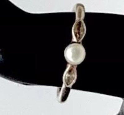 Vintage Pandora Ale P2 S925 54 Sterling Silver Pearl Ring Size