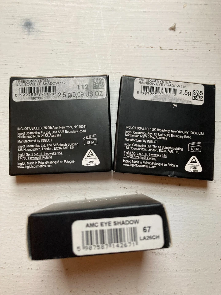 3 sombras de ojos Inglot nuevas en caja 116R 112R AMC 67 Foto 3 de 4