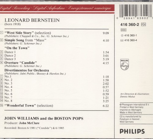 Bernstein; The Boston Pops Orchestra; John Williams -Bernstein By Boston pops CD - Picture 2 of 2