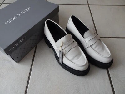 MARCO TOZZI Schuhe Slipper Loafer ECHT LEDER Gr. 39 weiß NEU/Karton - Bild 1 von 4