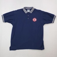 Vintage Boston Red Sox Shirt Mens Medium Blue Chevron Striped Polo Baseball