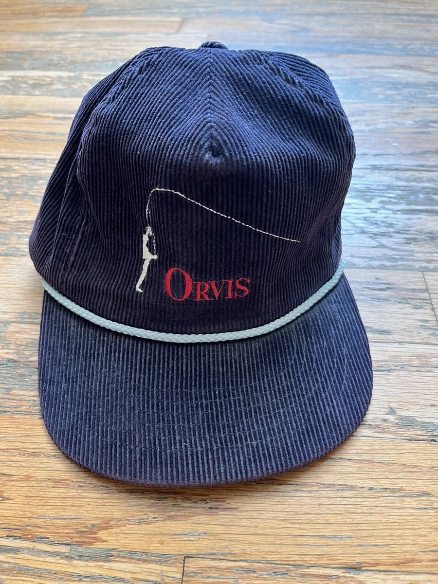 Vintage Orvis Fishing Corduroy Strapback Hat Rope Blue