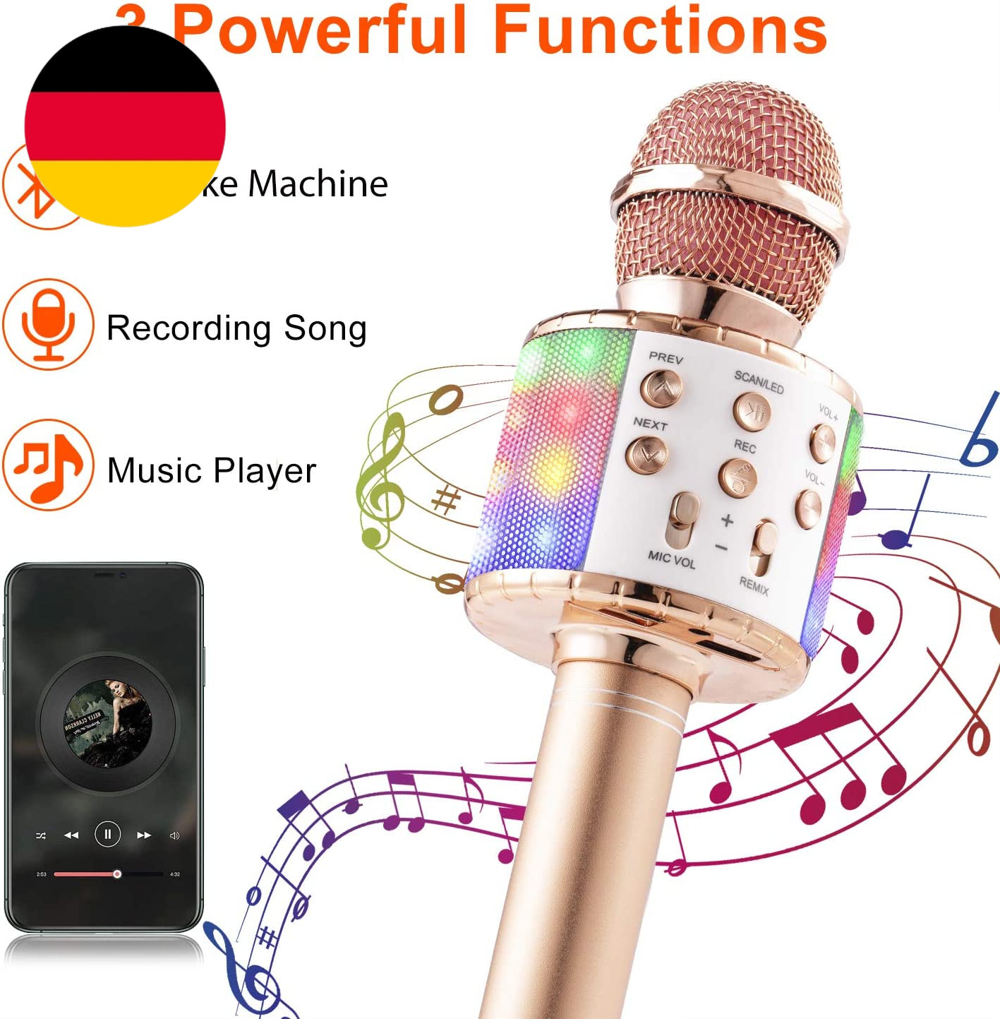 Thumbnail - Karaoke Mikrofon, Drahtloses Bluetooth Mikrofon Für Kinder, Lustige