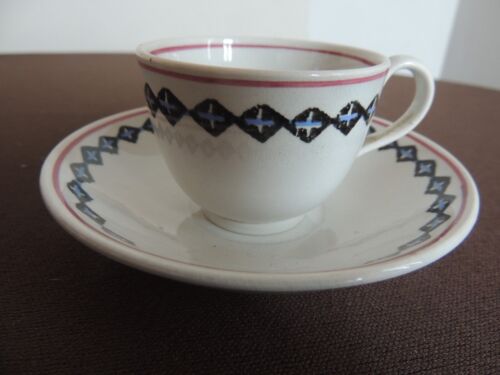 Antique Childs Cut Sponge ware Chain Link 24pc Tea Set Stafforfshire Pottery - Picture 19 of 24