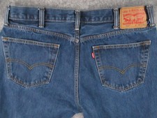 Levis 505 Jeans Mens 36x30 Blue Denim Regular Fit Straight Western Dark Wash