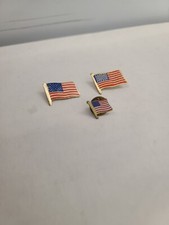 3 American Flag Pins - Made in USA Patriotic 2 Sizes - Backpack Broken On One
