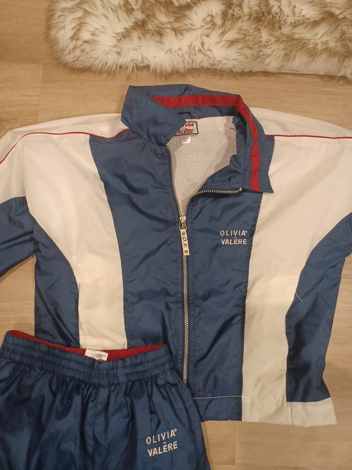Conjunto de calentamiento pantalones y chaqueta vintage años 90 Olivia Valere talla M nailon viento trotar Foto 2 de 4