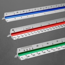 12" Architectural Scale Ruler Aluminum Architect Scale Triangular Scale Ruler
