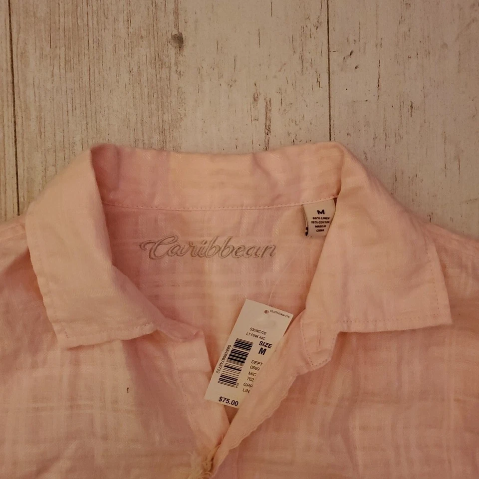 Camisa Caribeña Adulto Hombre Mediana Lino Abotonada Manga Larga Rayas Sólidas Foto 3 de 4