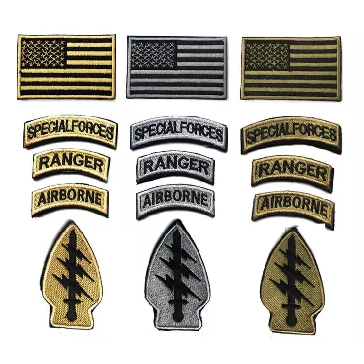 4Pcs US Army Special Forces Group Airborne SFGA SF Ranger TOP Hook Patch Gray - Image 2 of 2