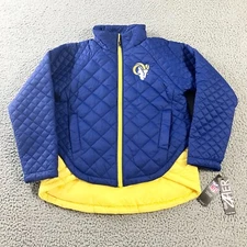 G III 4Her Los Angeles Rams Jacket Womens Small Blue Quilted Full Zip New