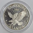 Vintage 1982 1oz .999 Silver Sunshine Mining Round in a Capsule