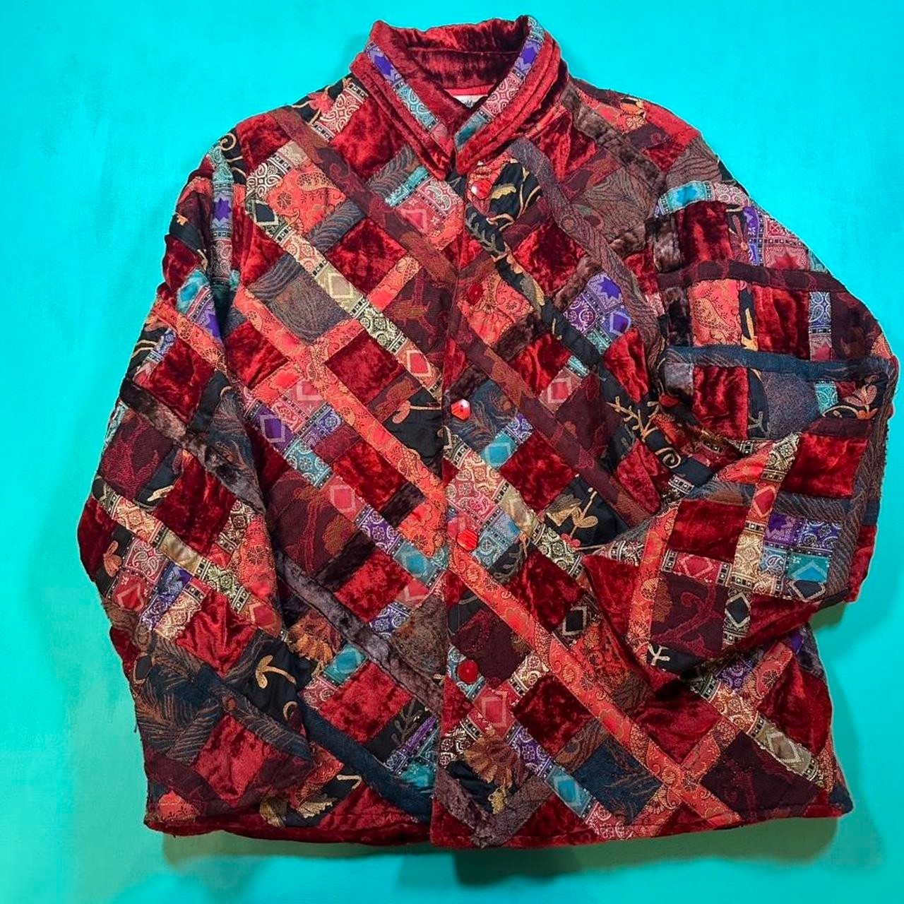 Vintage 90s patchwork jacket unique 1990s vintage… - image 1