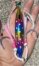 400g Fully Rigged BLUEFIN TUNA KNIFE JIGS Tuna Bomb  Vertical Lb Red  Glow Bft