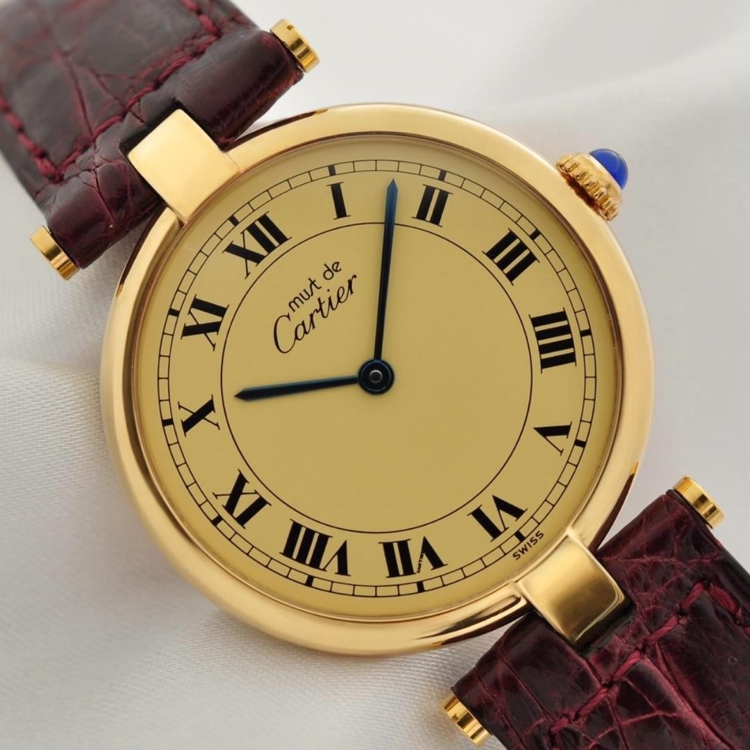 Cartier Must de Vendome LM Vermeil Quartz Men's Watch 30mm New From Japan