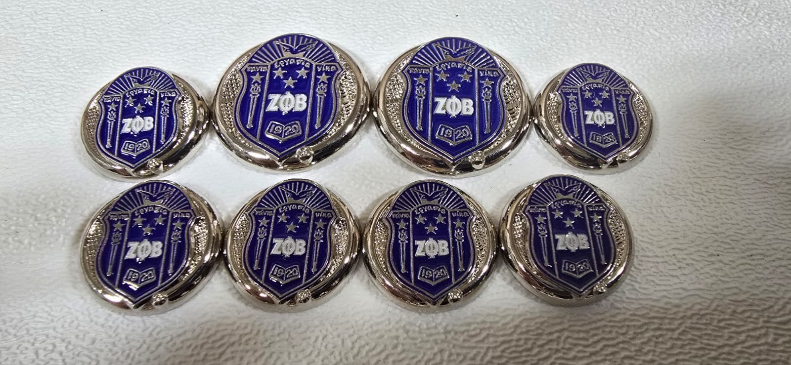 ZETA PHI BETA Sorority Custom Buttons for blazers in Silver color 8 Buttons