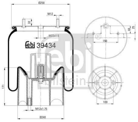 FEBI BILSTEIN 39434 Air Suspension Bellow Rear Right Left Fits MERCEDES-BENZ