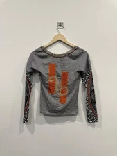 Save The Queen all printed top long sleeve mesh JPG style women's size M