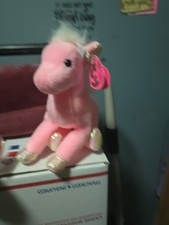 Ty Pinkys Beanie Frilly the Pink Horse New 8" 20cm Rare Retired 1 free Ty card