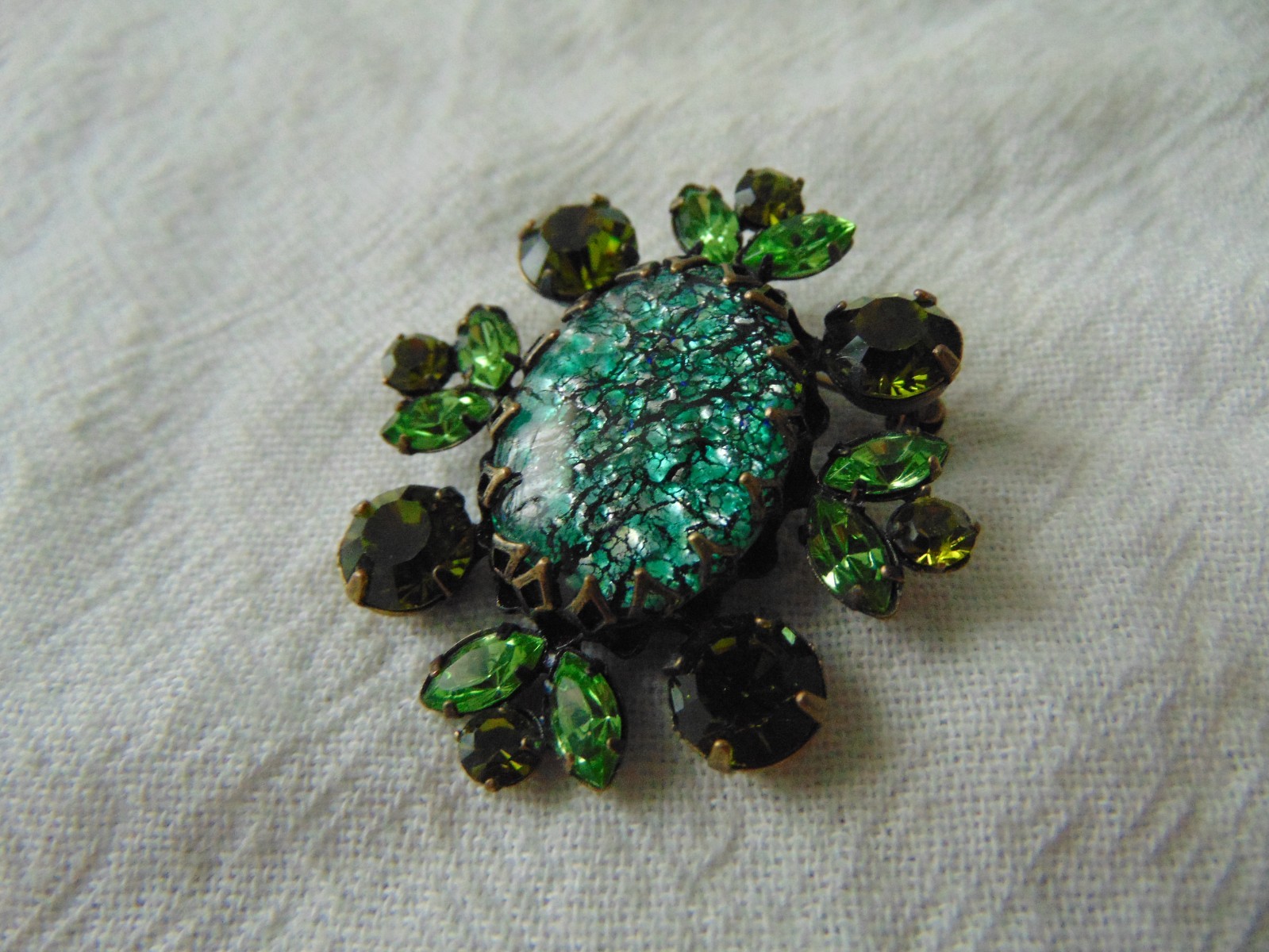 vtg unsigned Schreiner foiled Easter Egg glass ca… - image 1