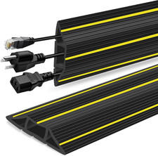 Outdoor Rubber Cable Protector Mat - 1M Black Floor Cover