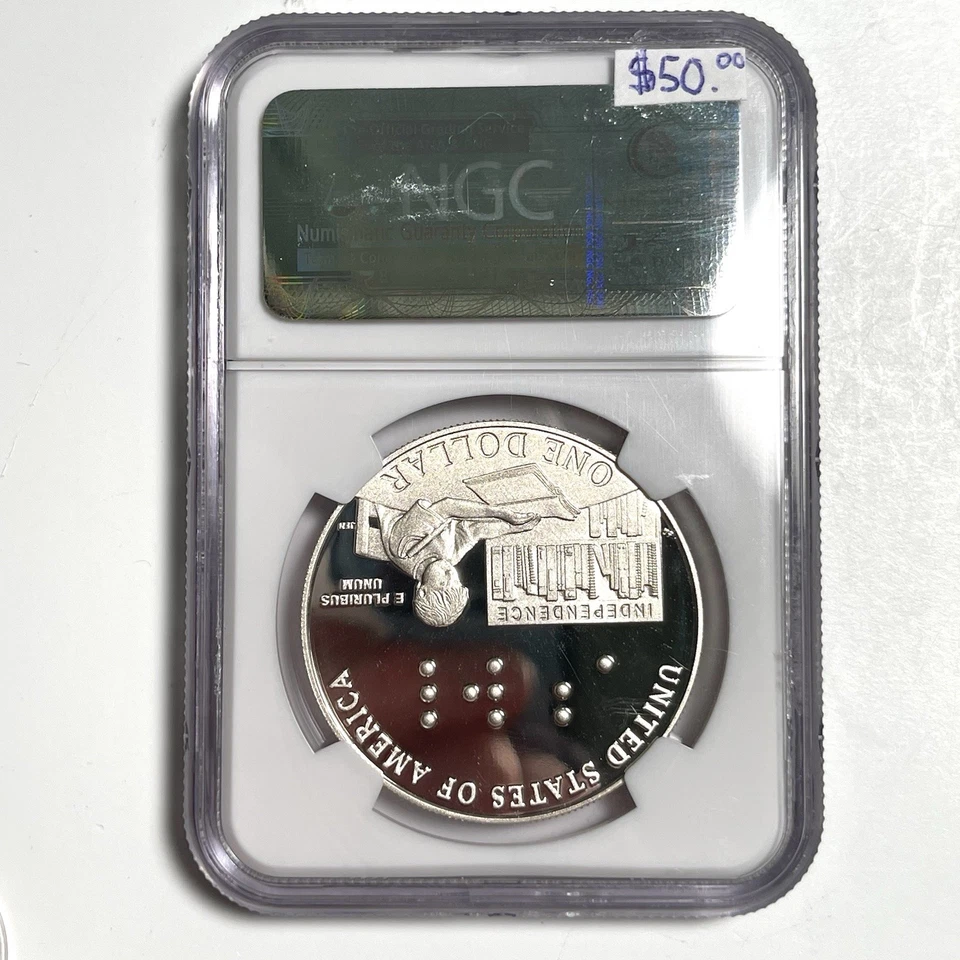 2009-P Louis Braille Silver Commemorative $1 NGC PF69 Ultra Cameo Coin .900 - Image 4 of 4