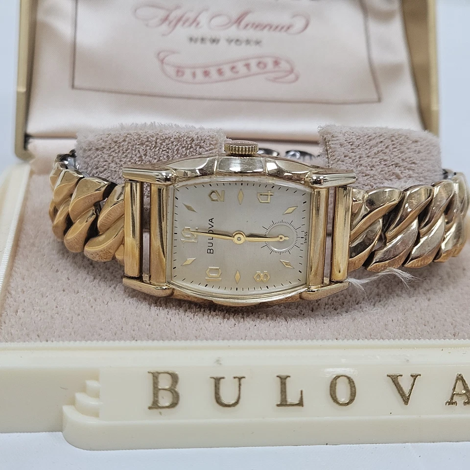 Vintage Bulova 1953 Director "E" Men's Watch Mint W Box Cal 10BT 10k Gold Plated - Image 2 of 4