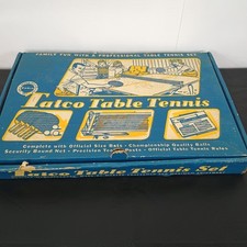 Vintage 70s Table Tennis Game Ping Pong TATCO Complete Wooden Paddles